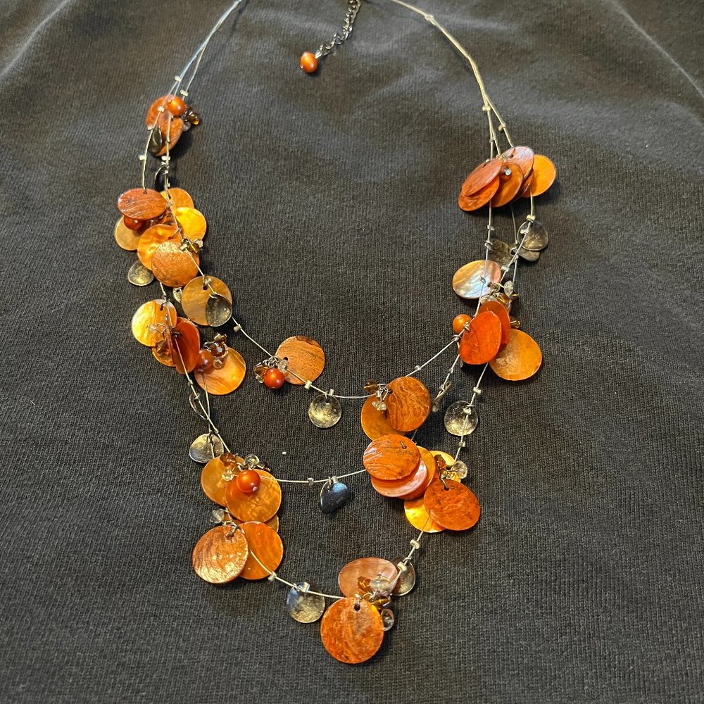 3 Tier Orange Necklace